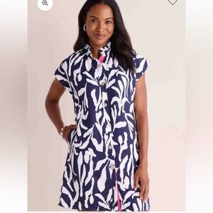 Navy and White Patterned Dress
